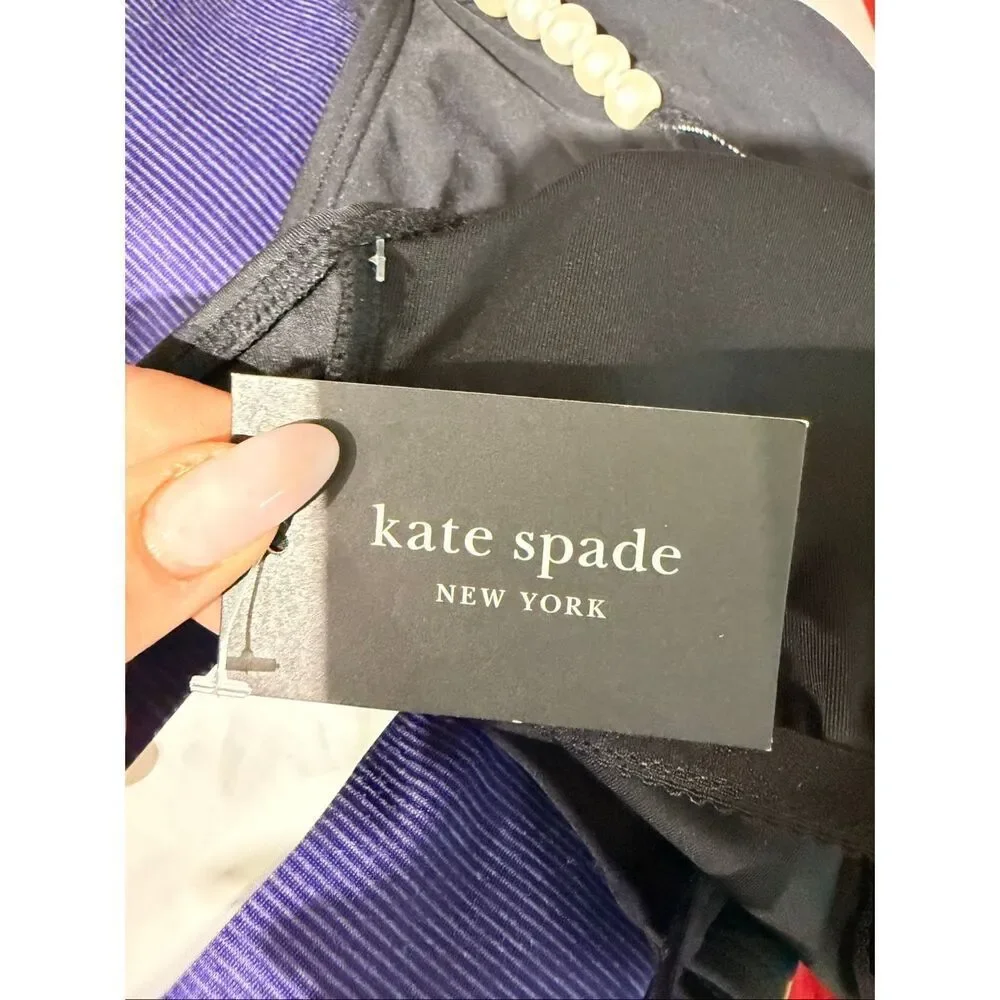 Kate Spade New York Pearl Strap One- Piece Swimsuit Black Small